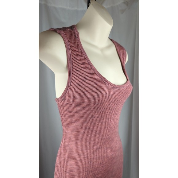 VELVET Graham Spencer Anthropologie Pink Striped Bodycon Midi Dress Ruched L - Picture 2 of 5